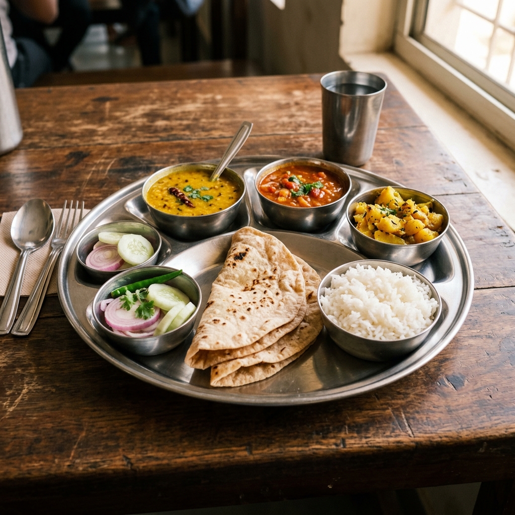 Typical Clean Indian Thali Meal by MH31