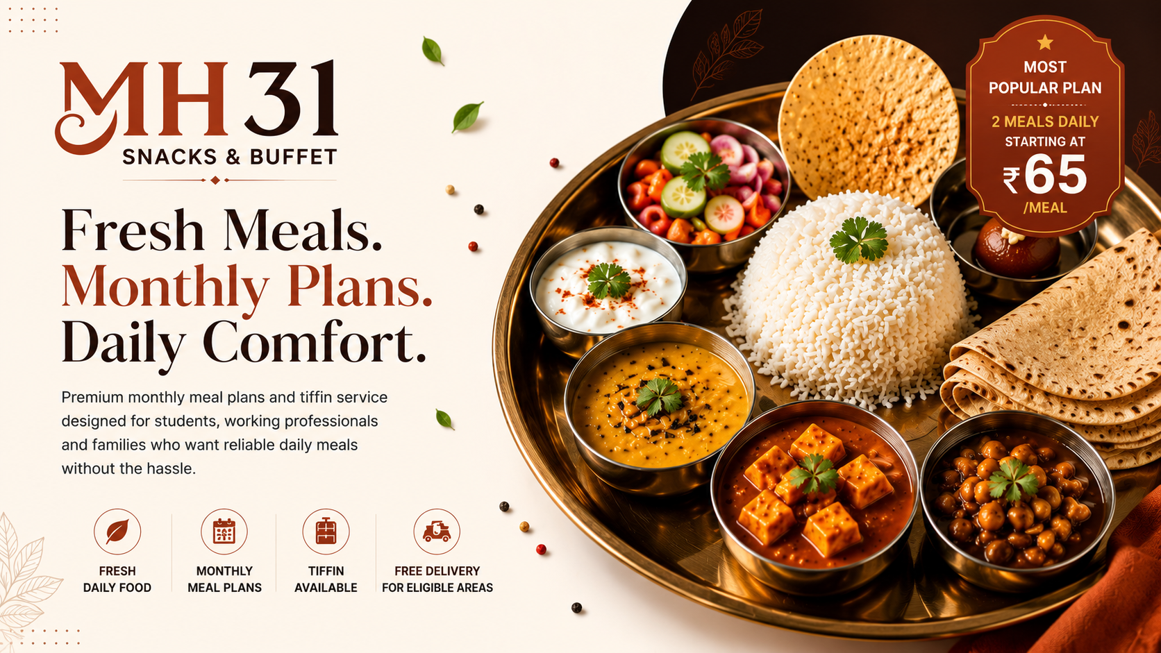 MH31 Snacks & Buffet — Fresh Meals, Monthly Plans, Daily Comfort